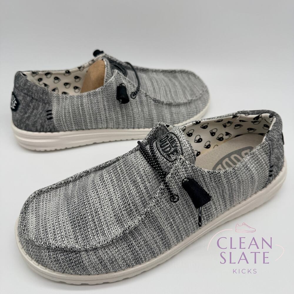 Hey Dude Wendy Stretch Gray Knit Slip On Shoes Womens Size 11 NIB